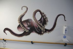 Kraken auf Wand gesprüht